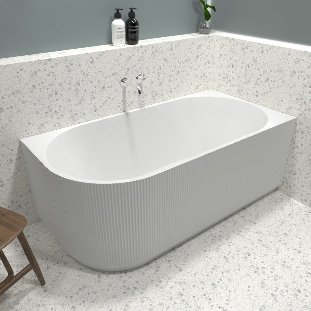 Rosely V Groove Right Hand Corner Bathtub Matt White