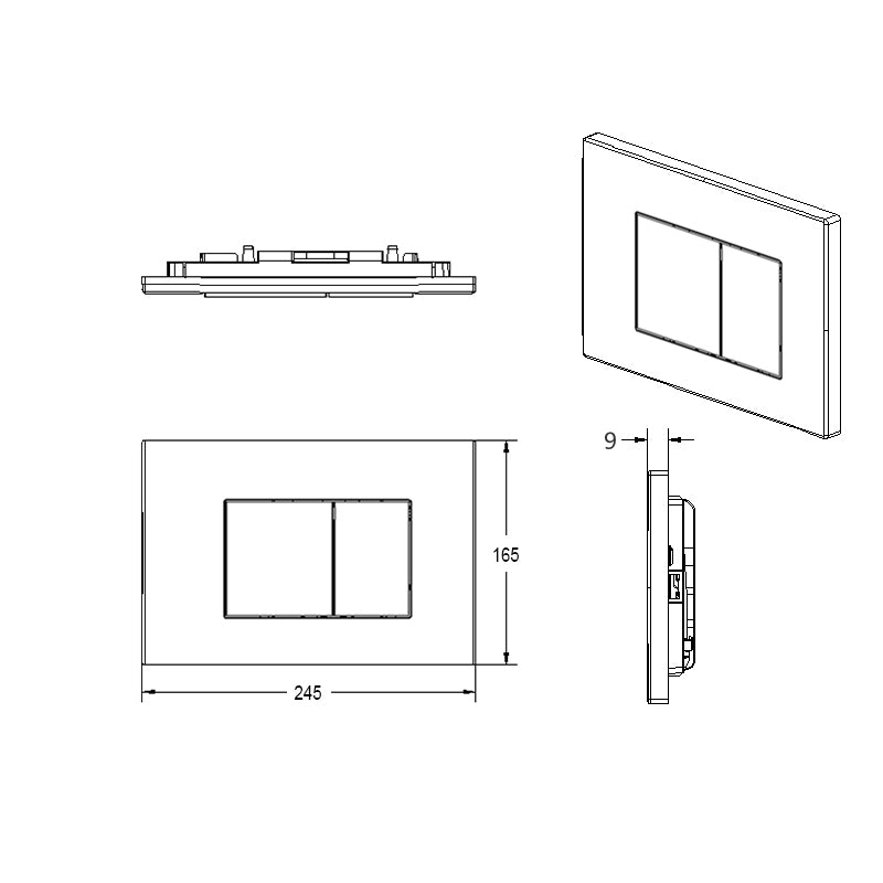 R&T Square Button Flush Plate - Matte Black