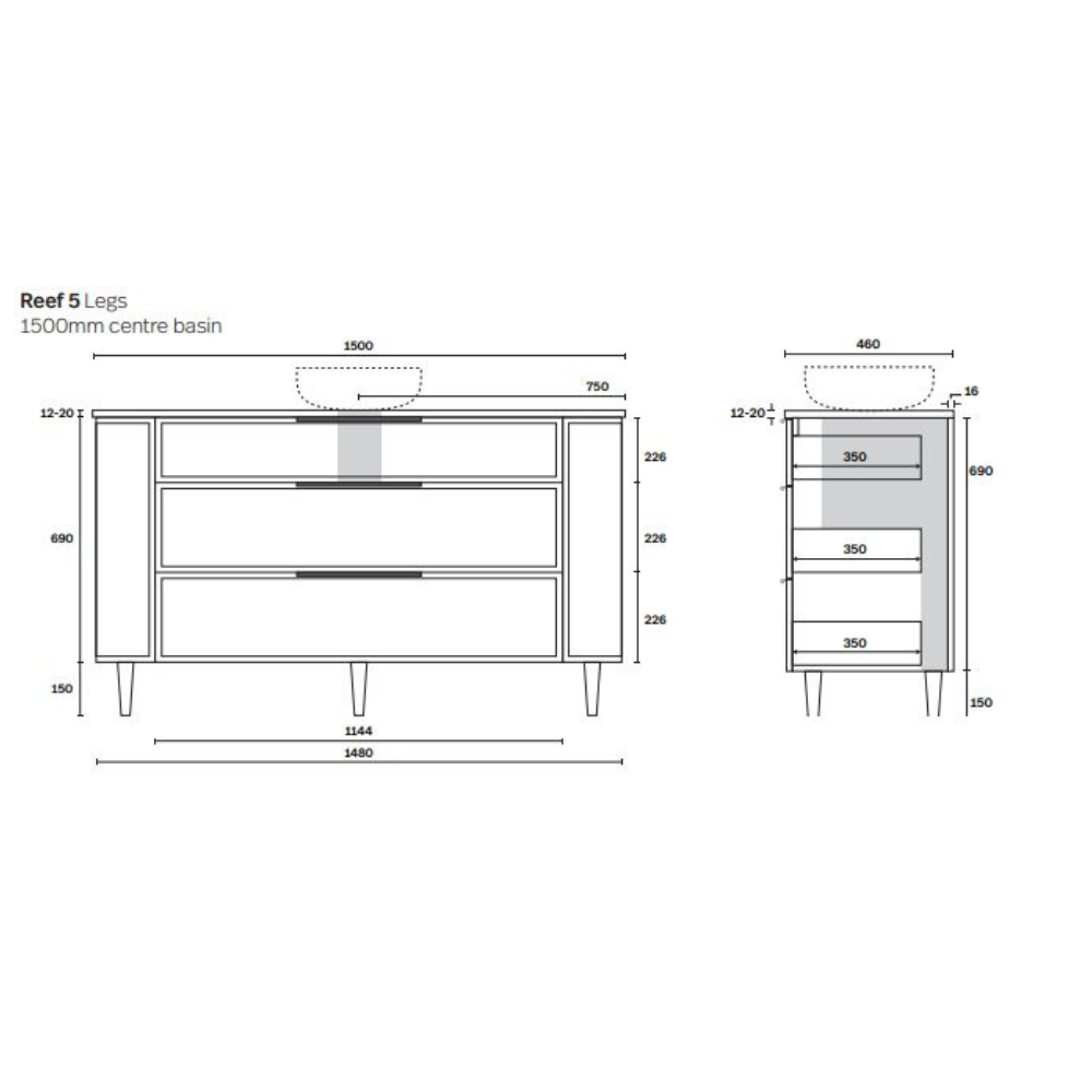 Marquis Reef Floor Standing Vanity with Legs