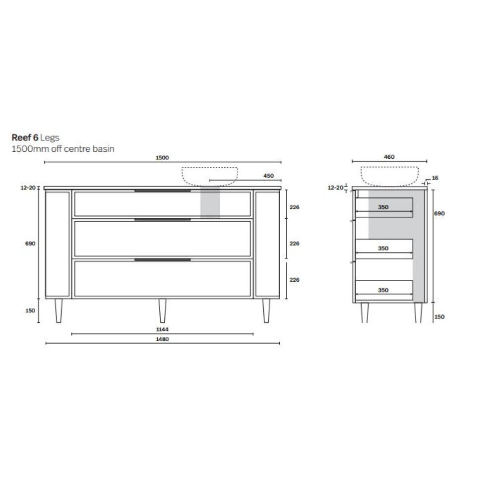 Marquis Reef Floor Standing Vanity with Legs