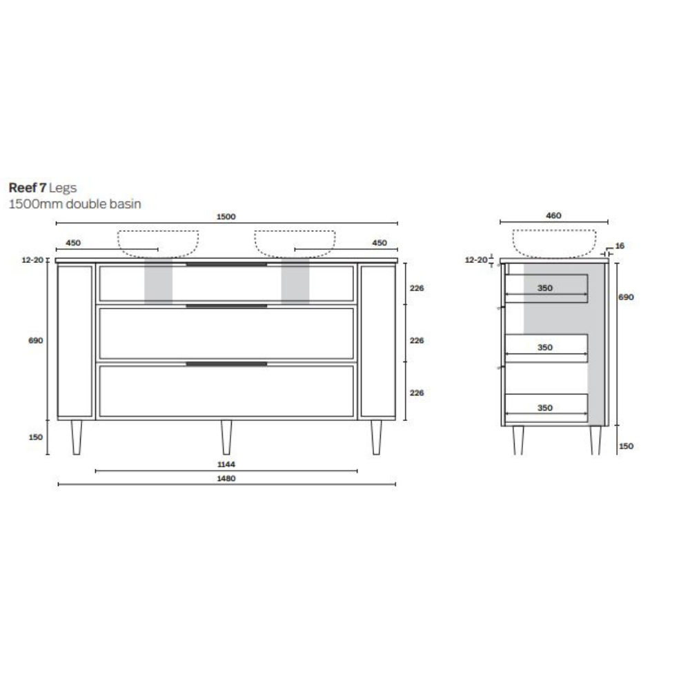 Marquis Reef Floor Standing Vanity with Legs