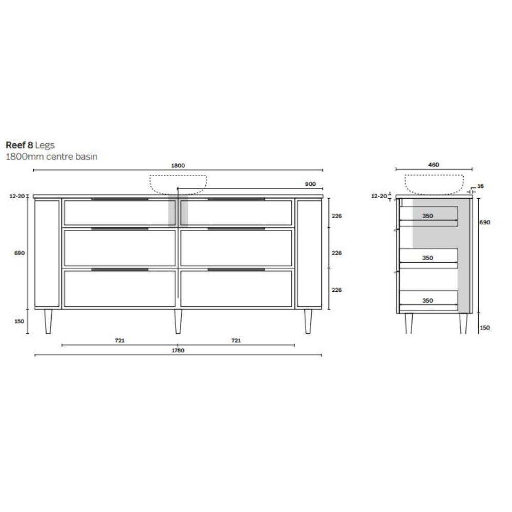Marquis Reef Floor Standing Vanity with Legs