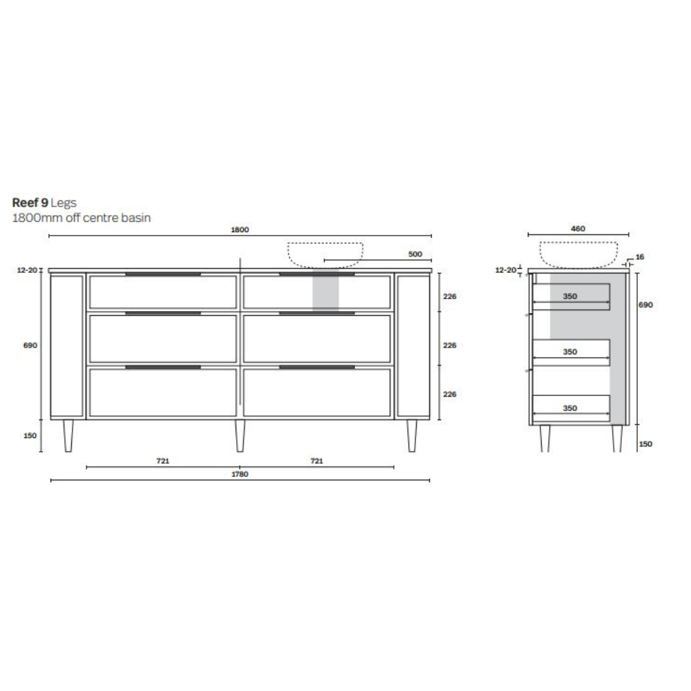 Marquis Reef Floor Standing Vanity with Legs