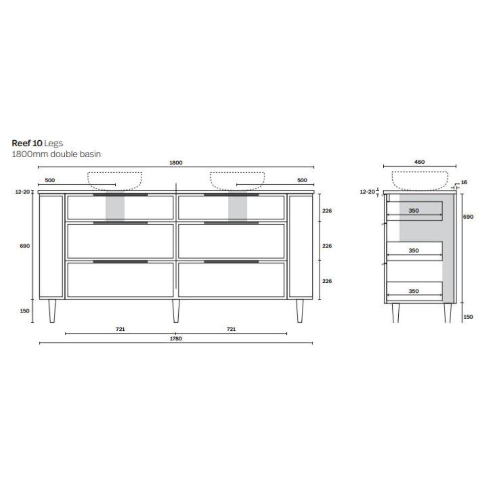 Marquis Reef Floor Standing Vanity with Legs
