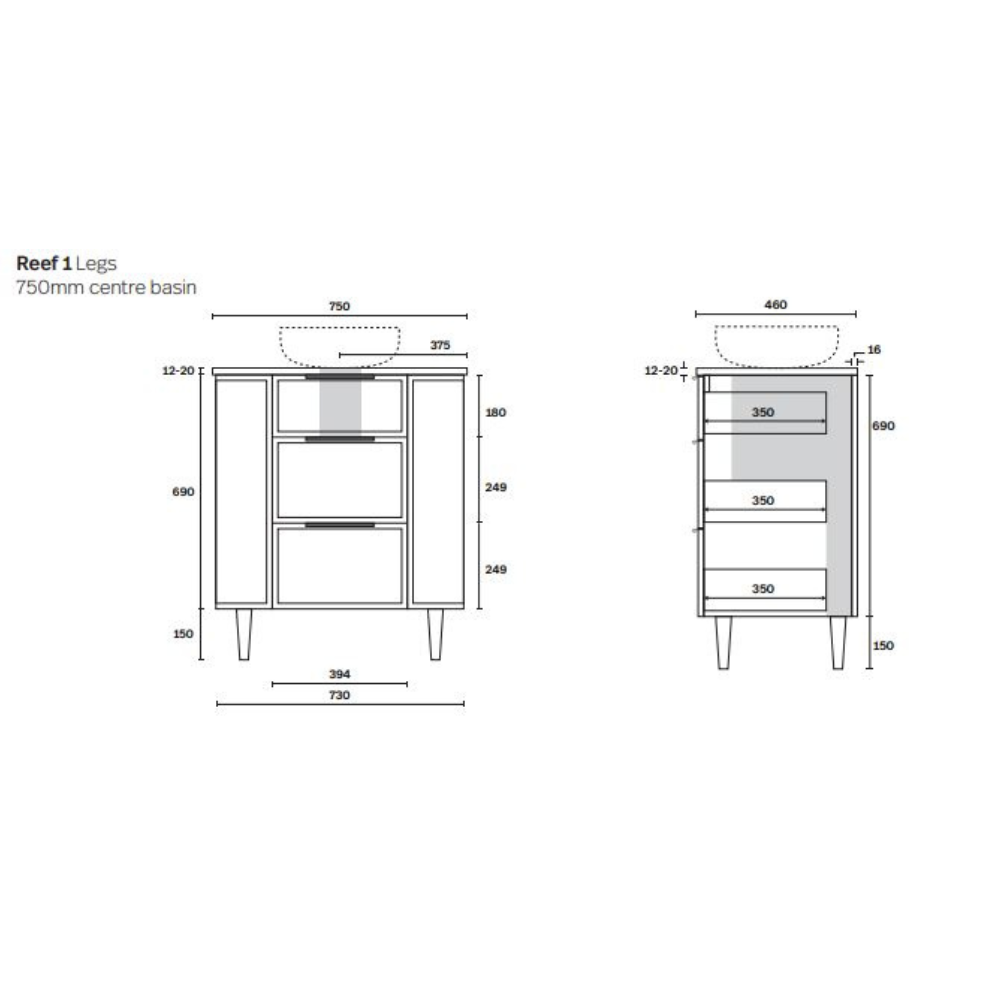 Marquis Reef Floor Standing Vanity with Legs