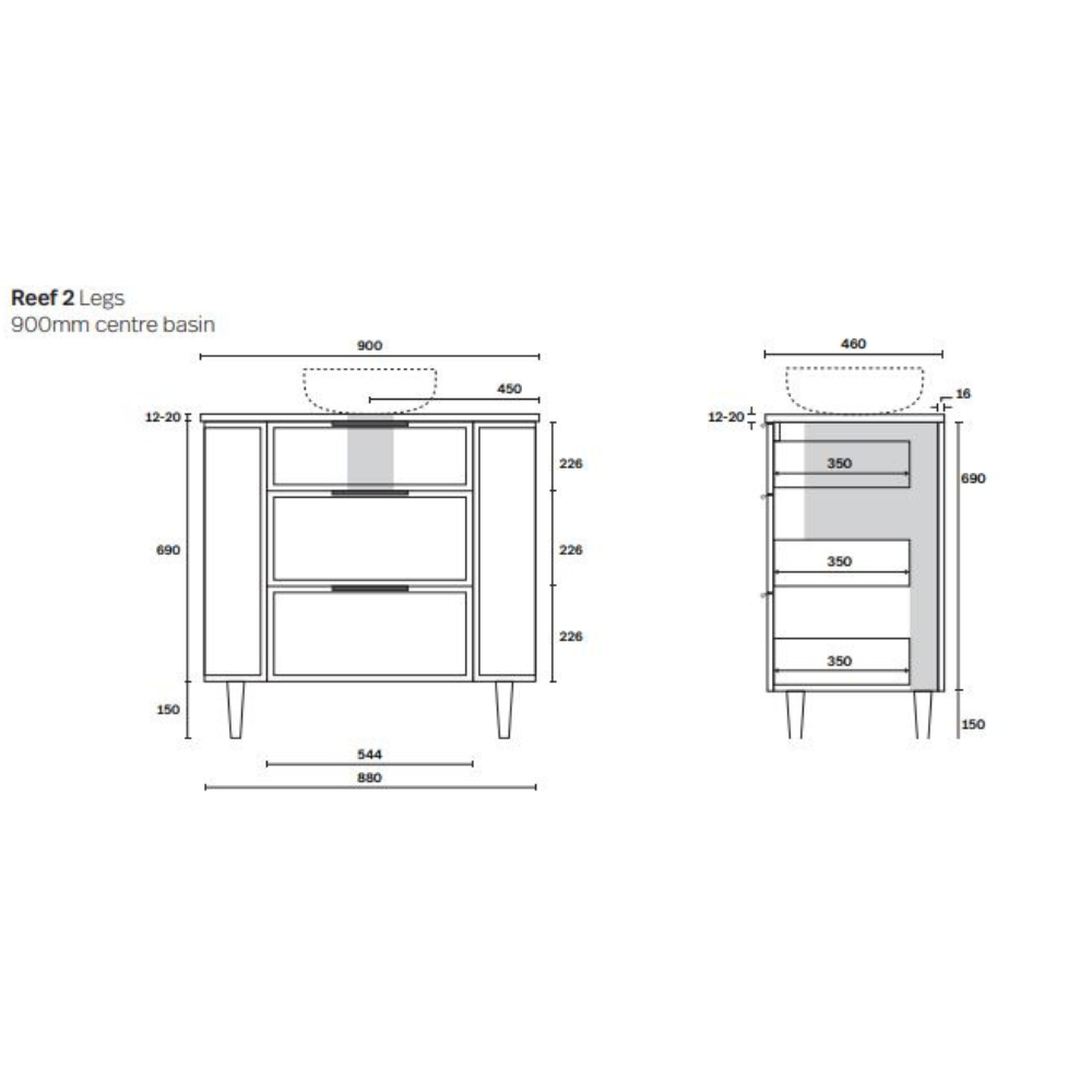 Marquis Reef Floor Standing Vanity with Legs