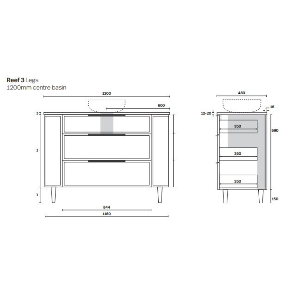 Marquis Reef Floor Standing Vanity with Legs