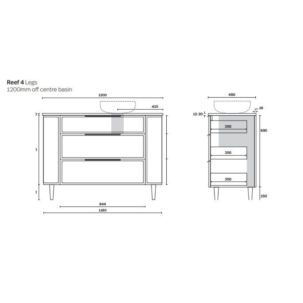 Marquis Reef Floor Standing Vanity with Legs