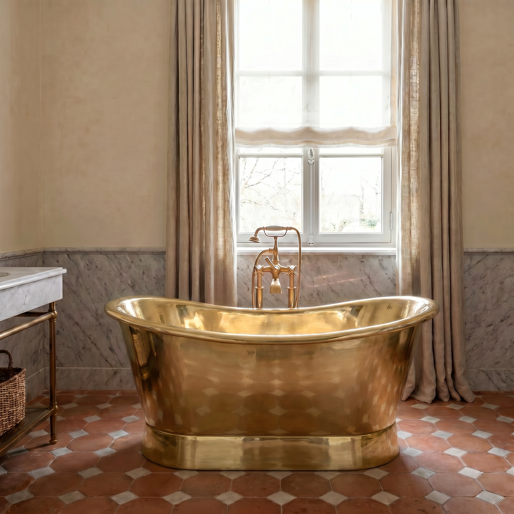 Solara Genuine Antique Brass Gold Freestanding Bathtub