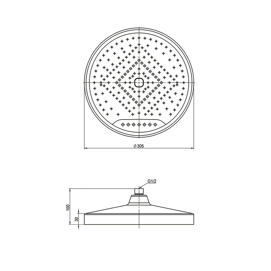 Amoza 300mm Swivel Round Spray and Waterfall Shower Head