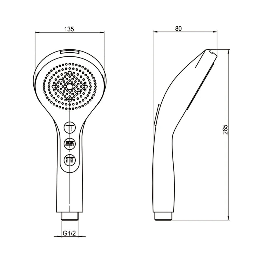 Amoza 5 Functions Round Handheld Shower