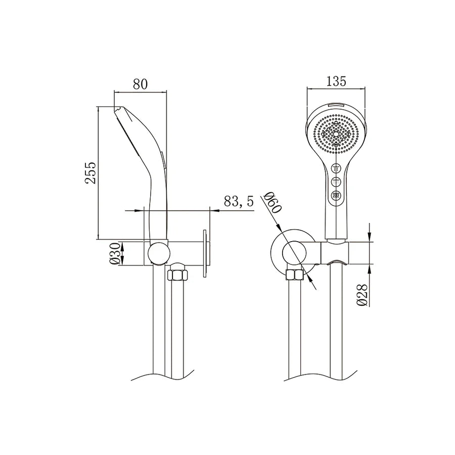 Amoza Wall Shower Bracket kits & 5F Hand Shower
