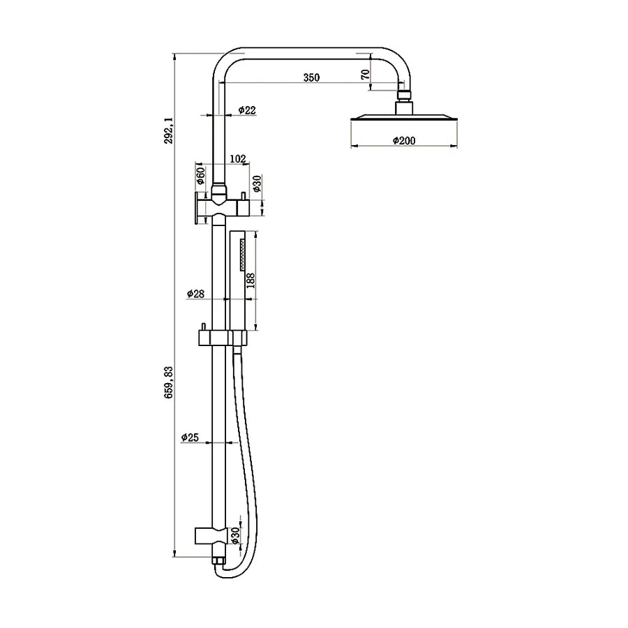 Amoza Twin Shower On Rail