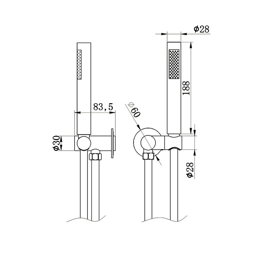 Amoza Wall Shower Bracket kits & Hand Shower
