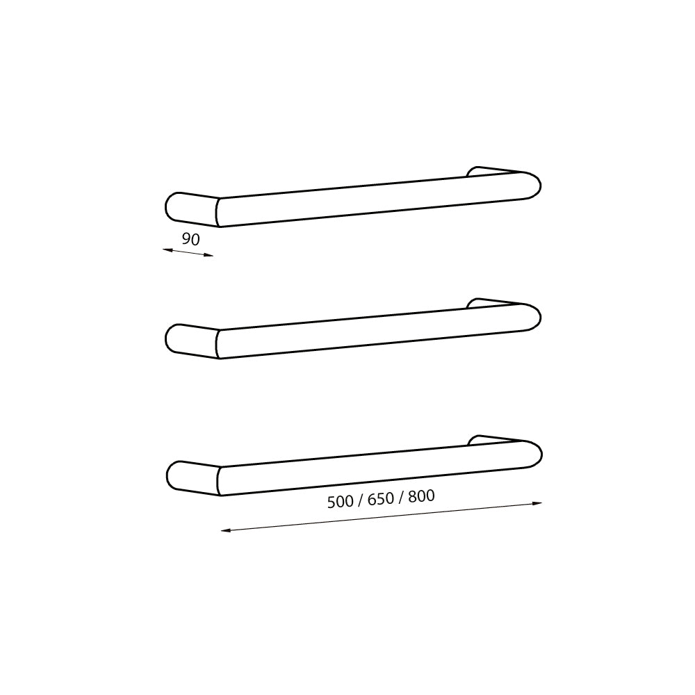 Radiant Heating Single Round Bar 12V Heated Towel Rail Polished 800