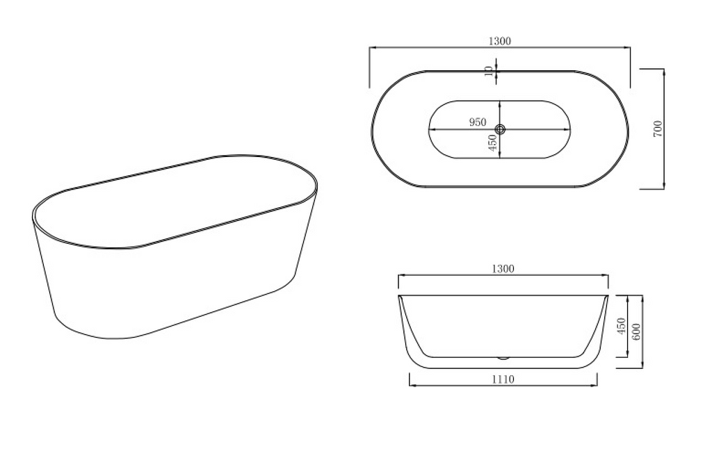 Seo Ultra Slim Freestanding Bathtub Gloss White