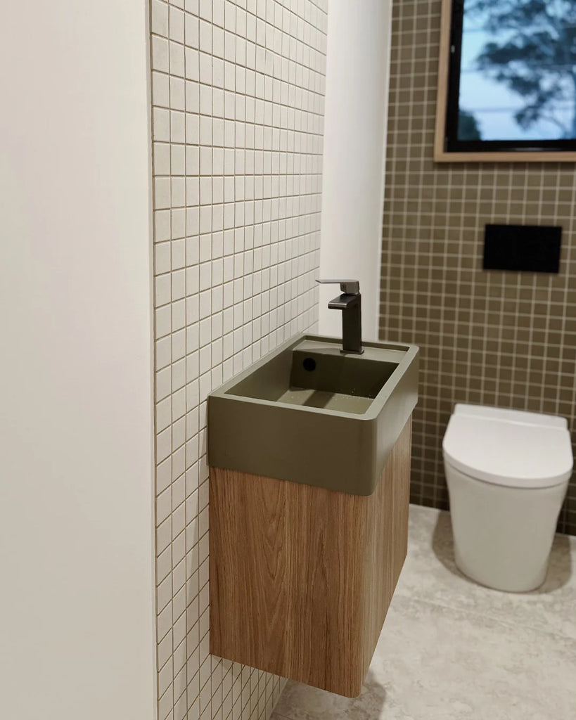 Nood Co Shelf 02 Basin Wall Hung - Olive