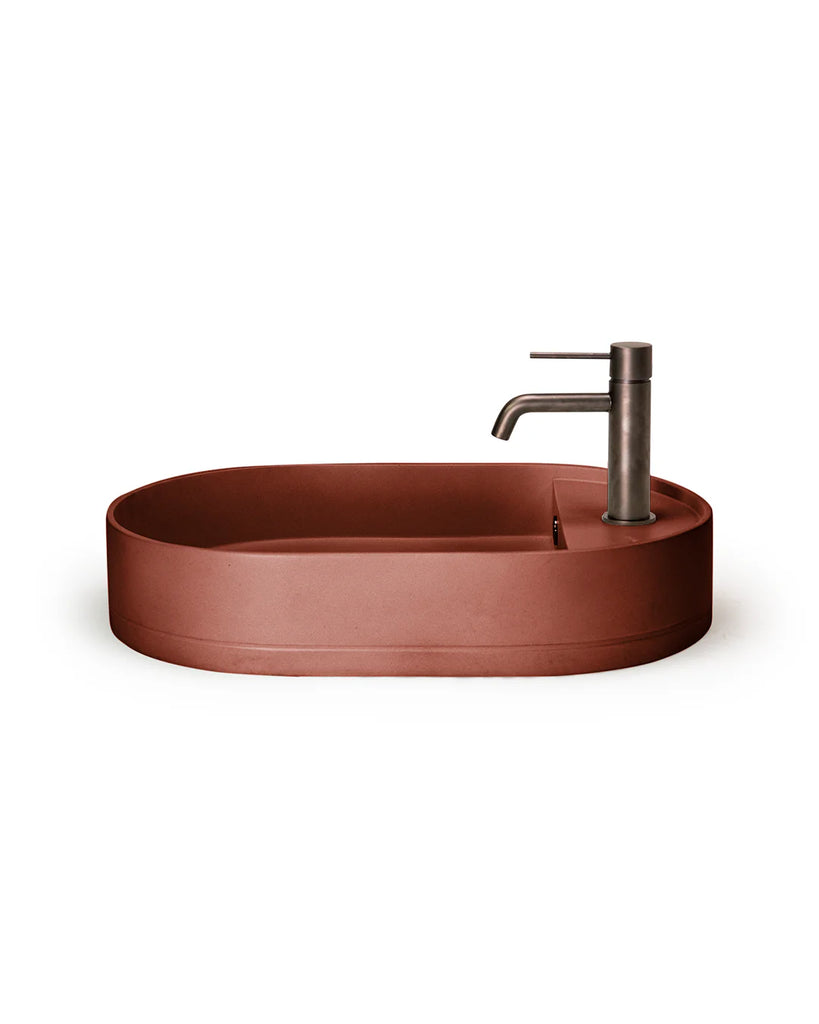 Nood Co Shelf Oval Basin Wall Hung - Clay
