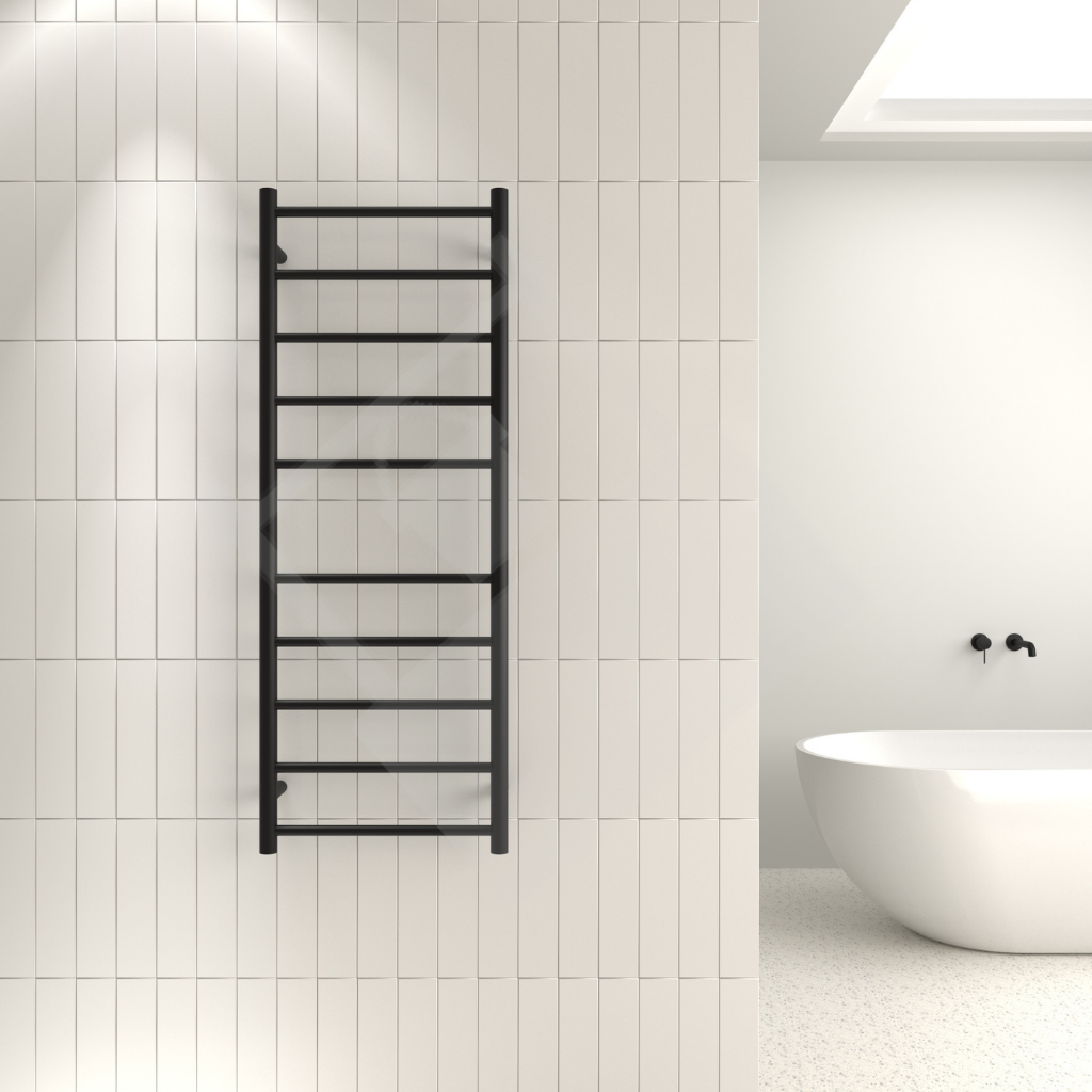 Thermogroup 10 Bar Round Ladder Heated Towel Rail - Matte Black