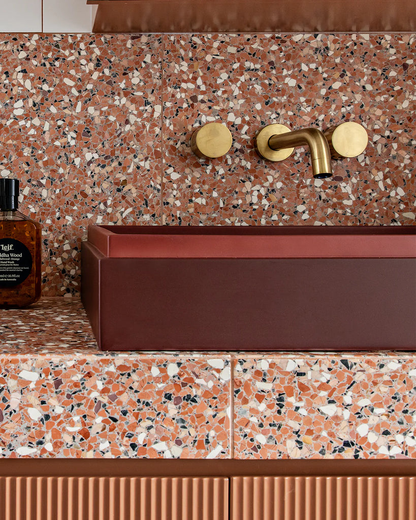 Nood Co Stepp Rectangle Basin Wall Hung - Clay