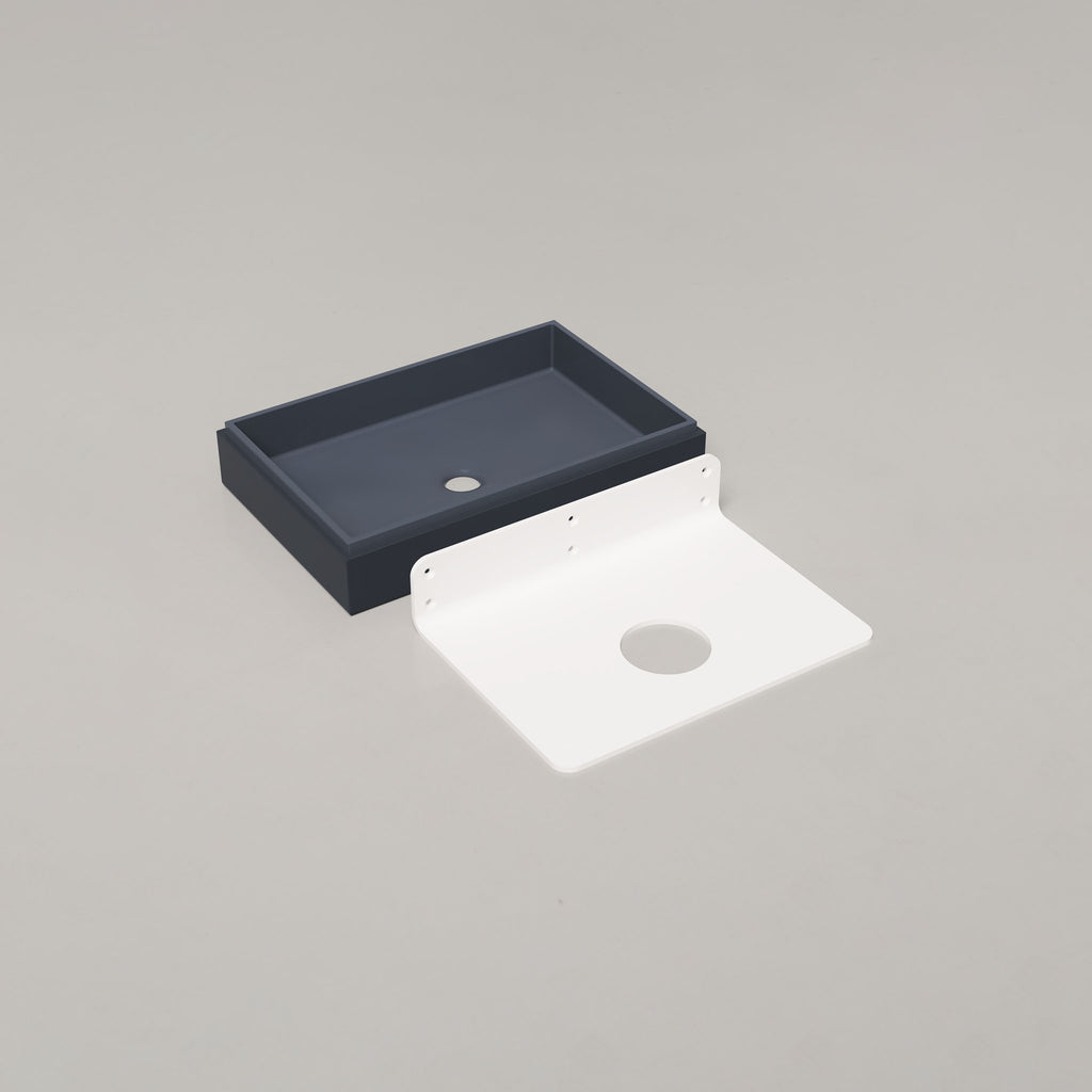 Nood Co Stepp Rectangle Two Tone Basin Wall Hung - Copan Blue