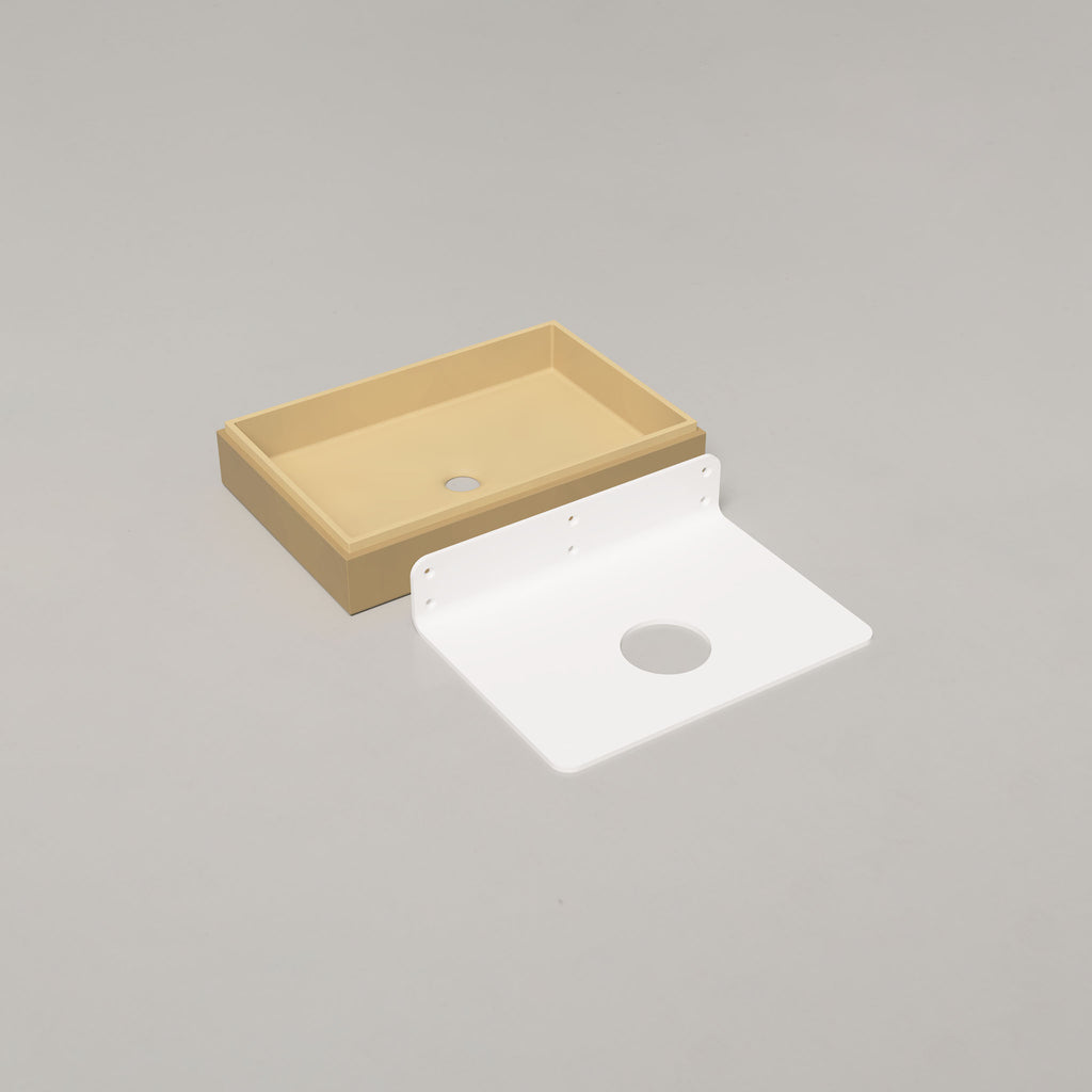 Nood Co Stepp Rectangle Two Tone Basin Wall Hung - Custard
