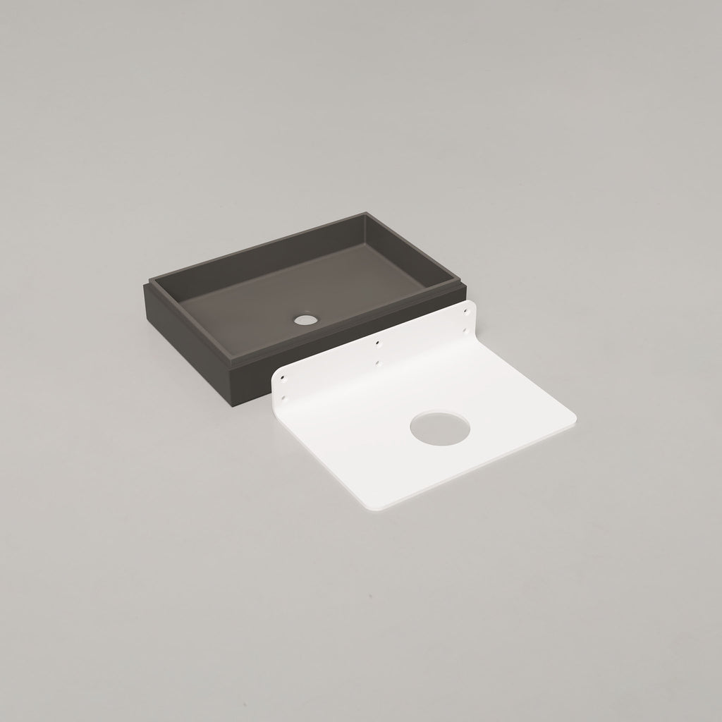 Nood Co Stepp Rectangle TwoTone Basin Wall Hung - Mid Tone Grey