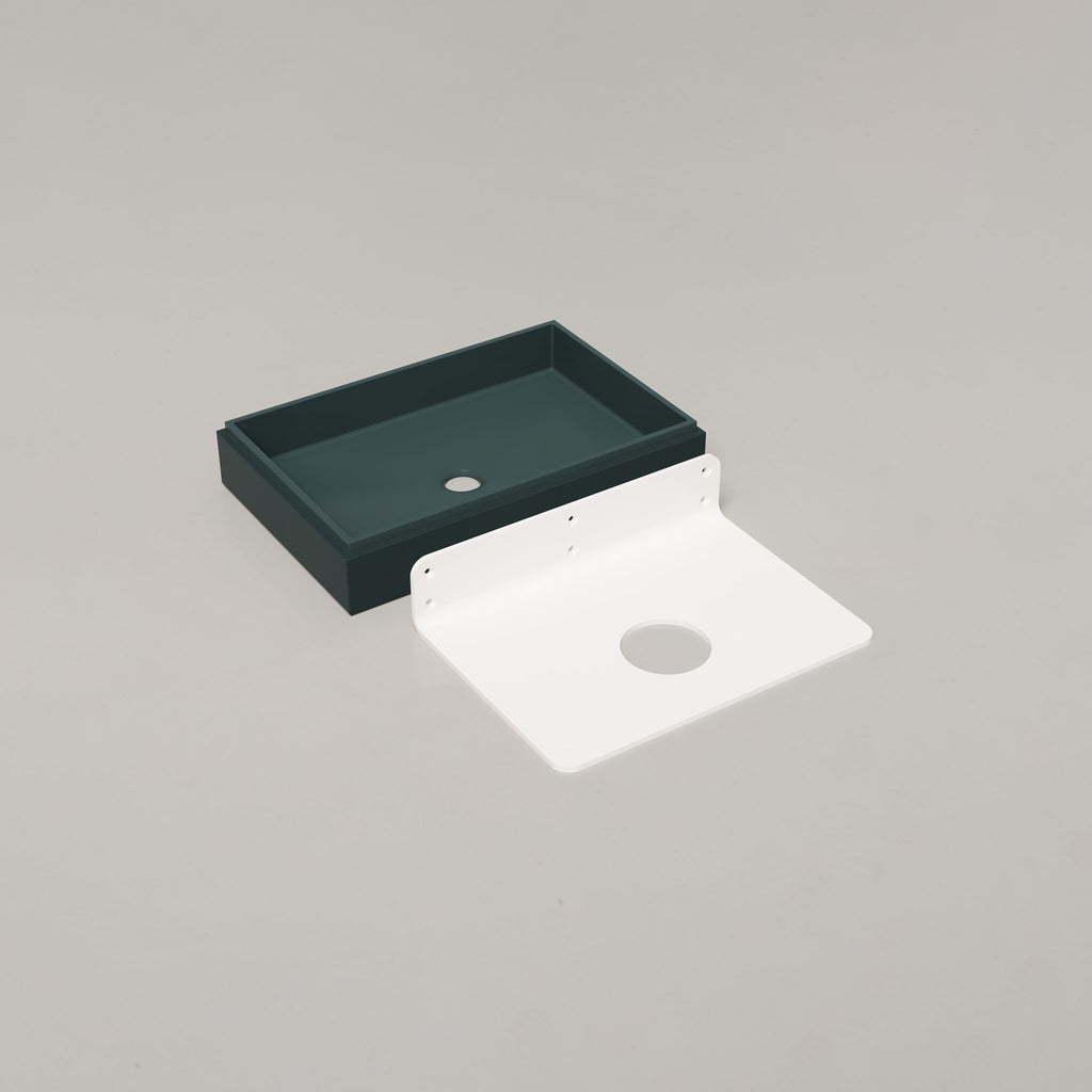 Nood Co Stepp Rectangle Two Tone Basin Wall Hung - Teal