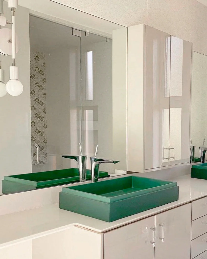 Nood Co Stepp Rectangle Basin Wall Hung - Teal
