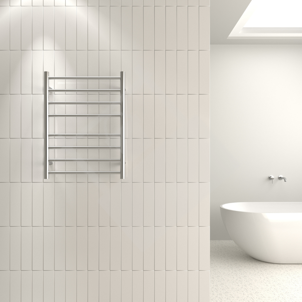 Thermogroup 8 Bar Straight Round Ladder Heated Towel Rail - Stainless Steel