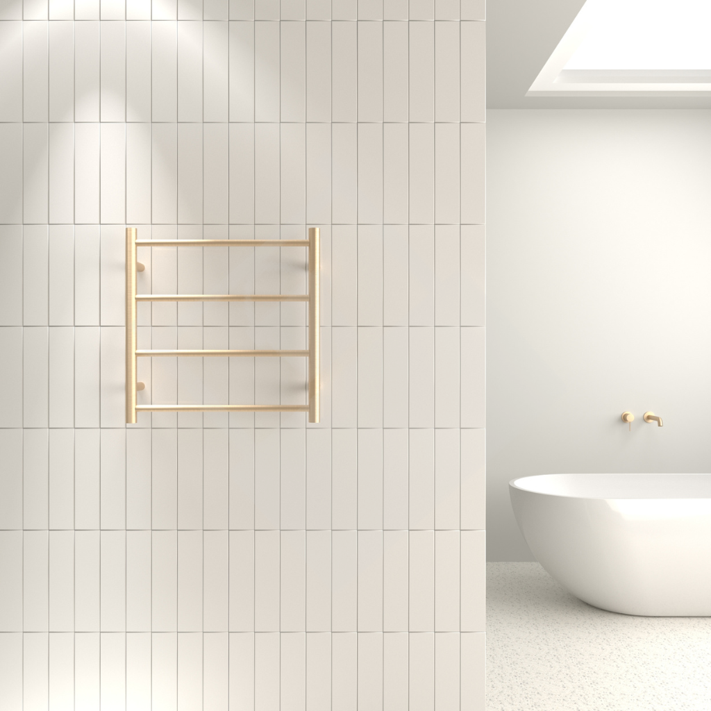 Thermogroup 4 Bar Round Ladder Heated Towel Rail - Brushed Brass