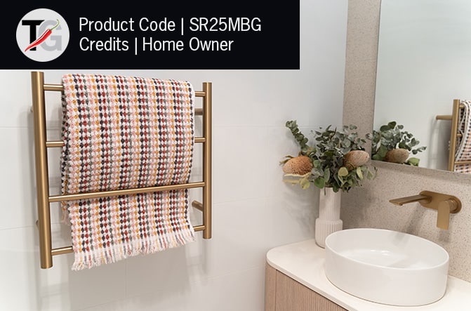 Thermogroup 4 Bar Round Ladder Heated Towel Rail - Brushed Gold