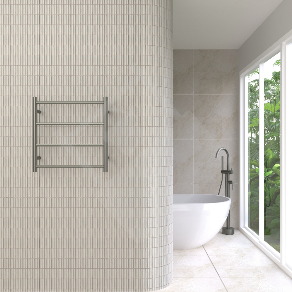 Thermogroup 4 Bar Round Ladder Heated Towel Rail - Gunmetal Grey