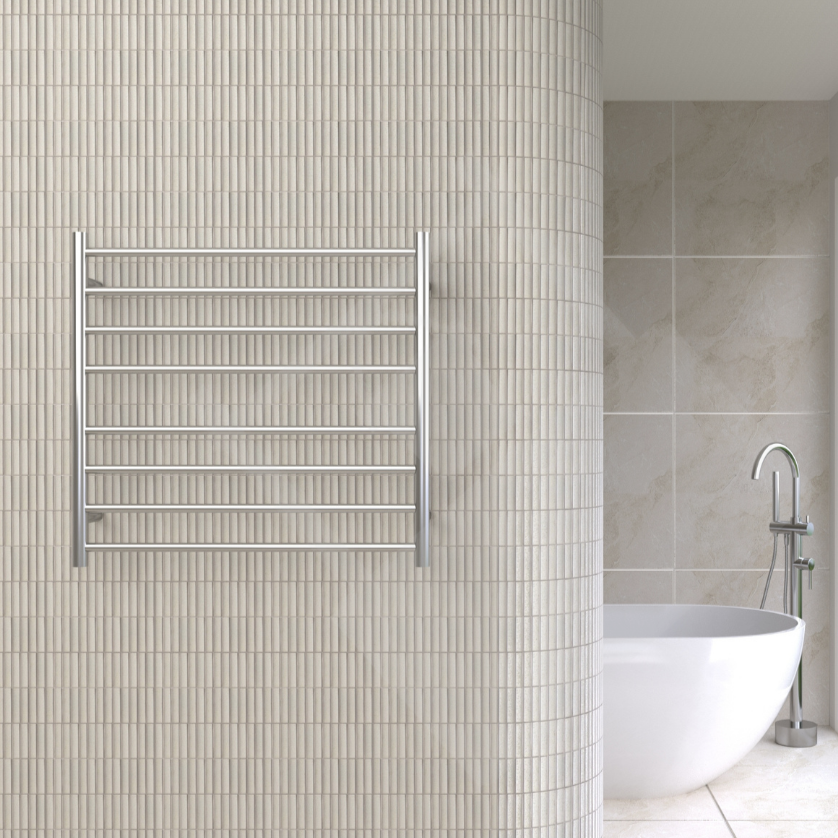 Thermogroup 8 Bar Straight Round Ladder Heated Towel Rail - Chrome