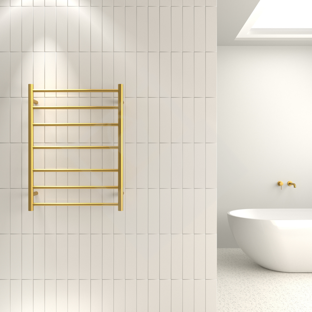 Thermogroup 7 Bar Round Ladder Heated Towel Ladder - Brushed Gold
