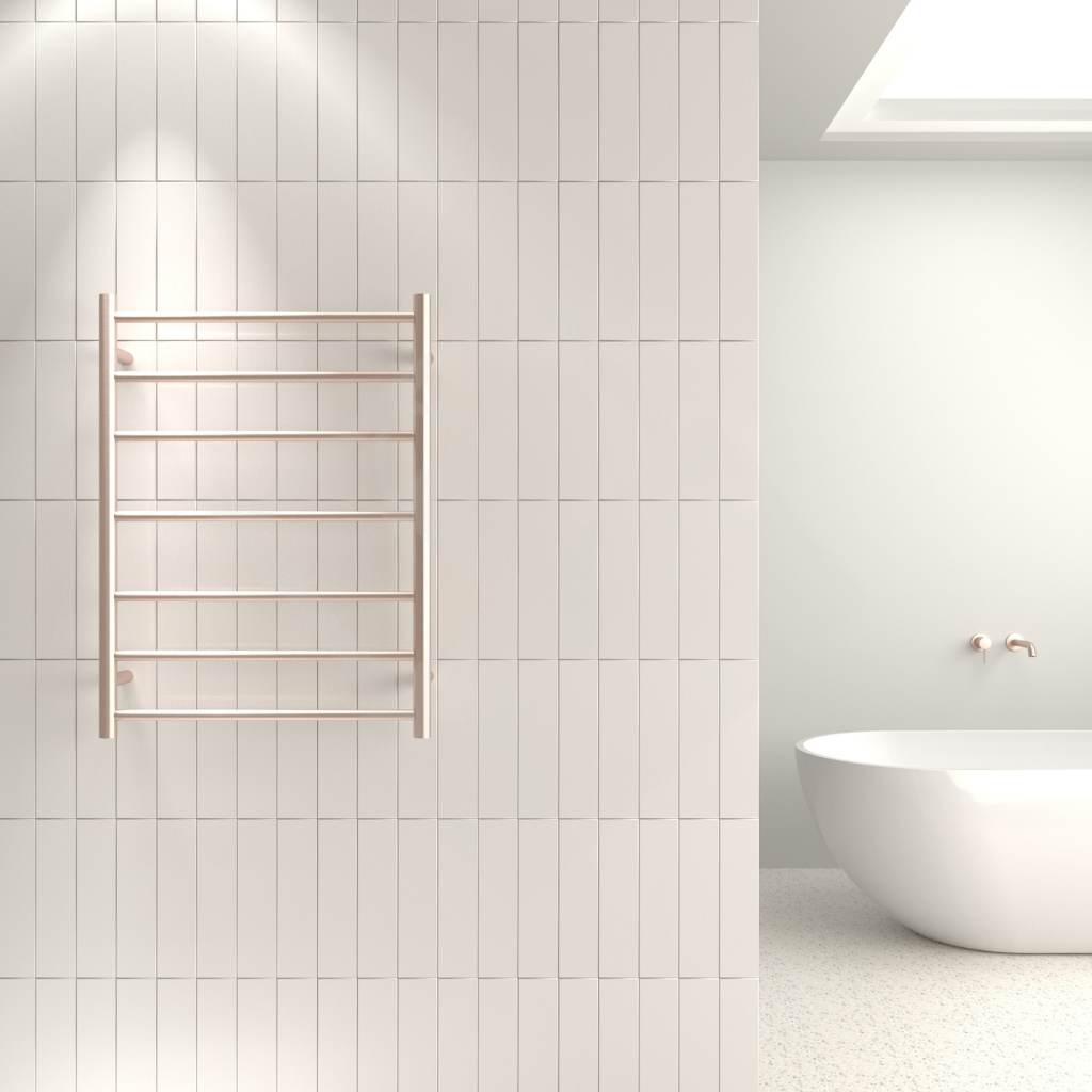 Thermogroup 7 Bar Round Ladder Heated Towel Ladder - Rose Gold