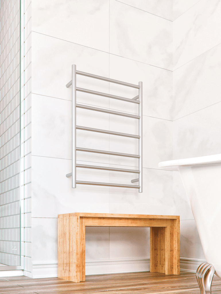 Thermogroup 7 Bar Straight Round Ladder Heated Towel Rail - Stainless Steel
