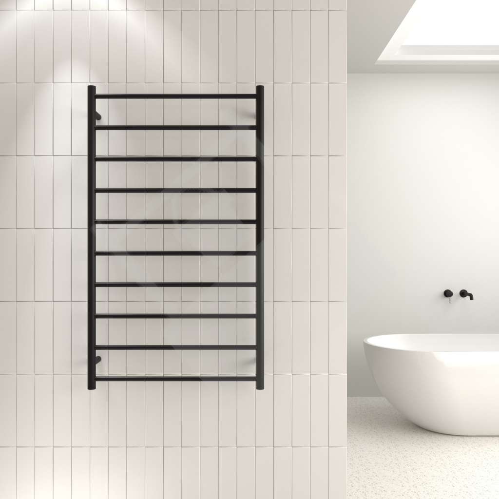 Thermogroup 10 Bar Straight Round Heated Ladder Rail - Matte Black