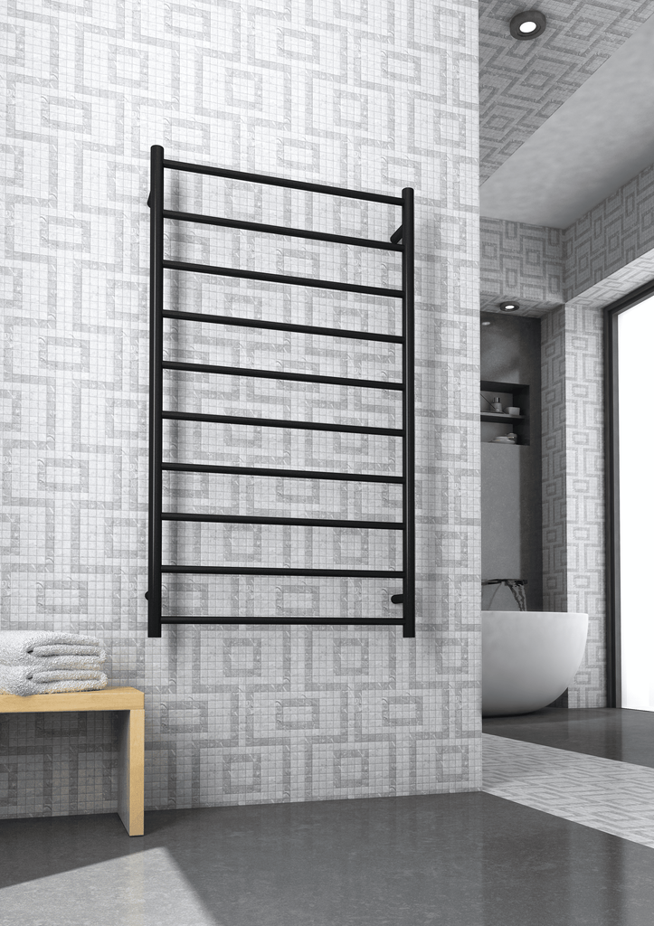Thermogroup 10 Bar Straight Round Heated Ladder Rail - Matte Black