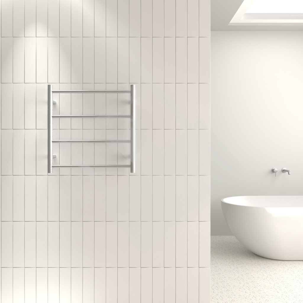 Thermogroup 4 Bar Straight Round Ladder Heated Towel Rail - Brushed Stainless Steel