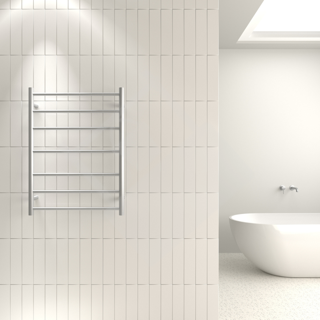 Thermogroup 7 Round Heated Ladder Towel Rail - Brushed Stainless Steel