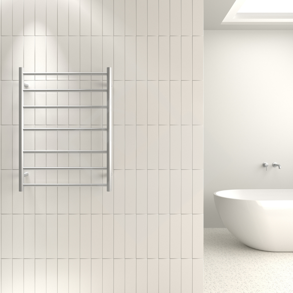 Thermogroup 7 Bar Round Ladder Heated Towel Rail - Brushed Stainless Steel