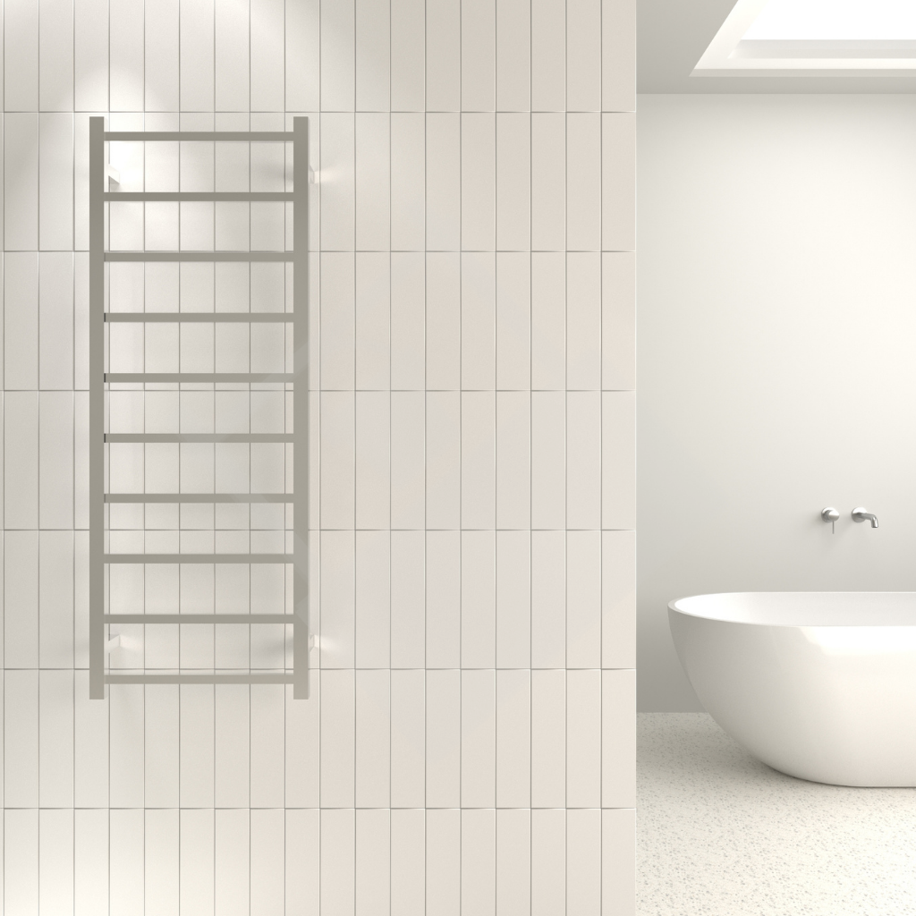 Thermogroup 10 Straight Square Ladder Heated Towel Rail - Stainless Steel