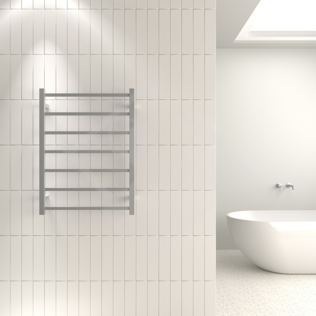 Thermogroup 7 Bar Straight Square Ladder Heated Towel Rail - Brushed Stainless