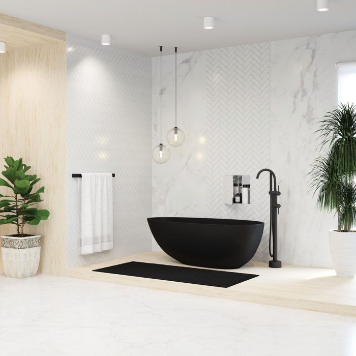 Fienza Bahama Freestanding Stone Bath 1700mm - Matte Black