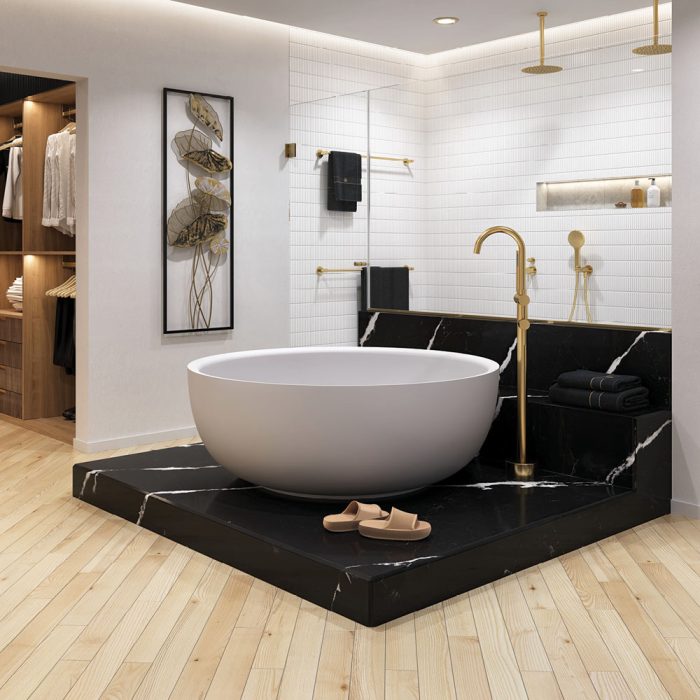 Fienza Shinto Freestanding Stone Bath 1350mm - Matte White