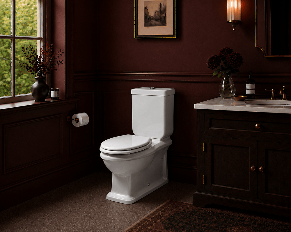 Turner Hastings Stafford Back to Wall Toilet Suite with Chrome Hinges - Gloss White