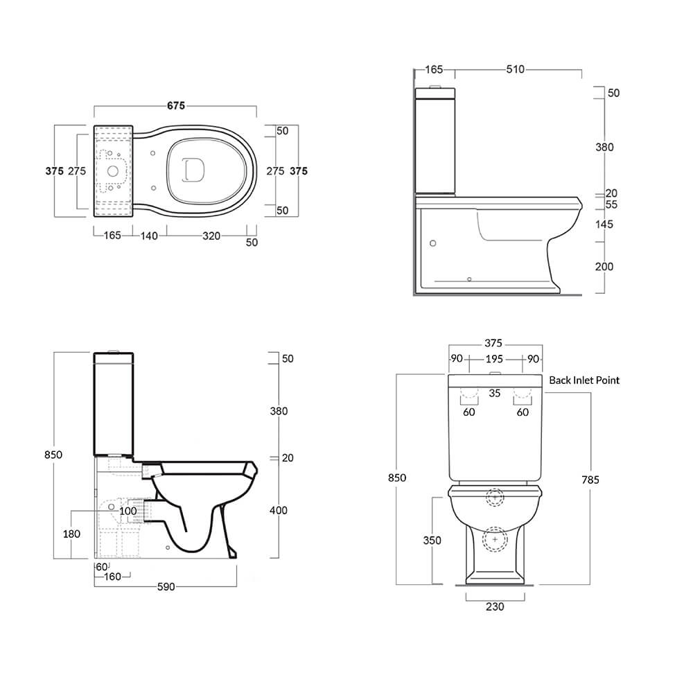 Turner Hastings Stafford Back to Wall Toilet Suite with Chrome Hinges - Gloss White