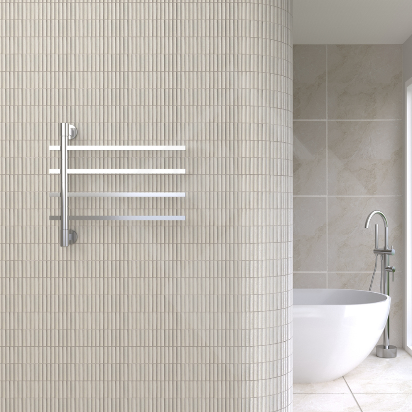 Thermogroup 4 Bar Straight Square Swivel Heated Towel Rail - Polished Stainless Steel