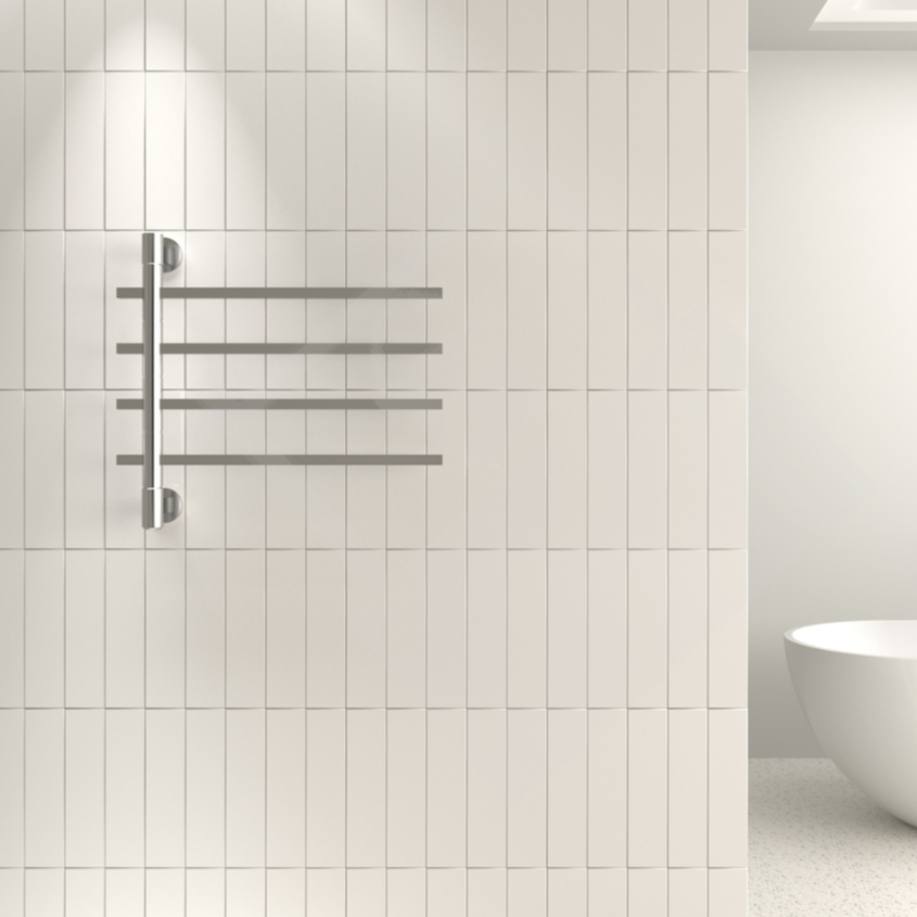 Thermogroup 4 Bar Straight Square Swivel Heated Towel Rail - Polished Stainless Steel